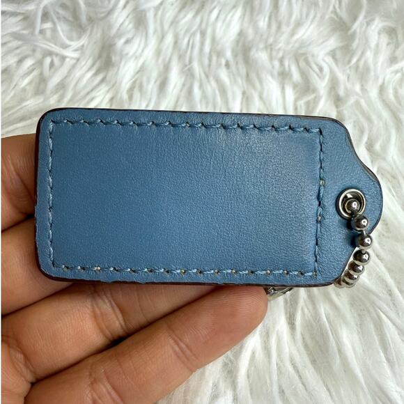2" COACH Tan Blue Fob Bag Charm Hang tag Hangtag - Picture 2 of 2